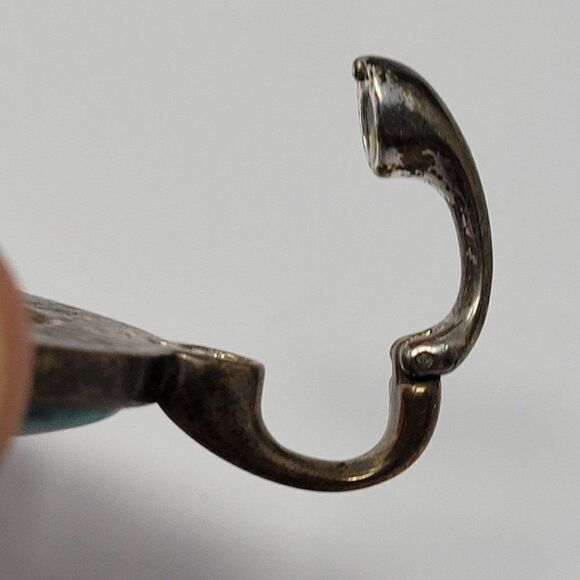 Vintage Brass Tone Cabochon Enhancer Imitation Turquoise Pendant Southwestern - Picture 4 of 8